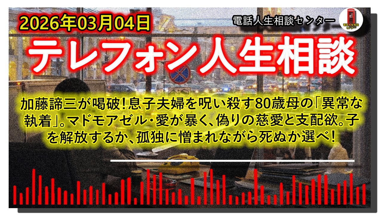 【テレフォン人生相談】加藤諦三が喝破！息子夫婦を呪い殺す80歳母の「異常な執着」。マドモアゼル・愛が暴く、偽りの慈愛と支配欲。子を解放するか、孤独に憎まれながら死ぬか選べ！