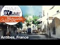 #140 Travel By Art, Ep. 15: Beautiful Street in Antibes, France (Watercolor Cityscape Tutorial)