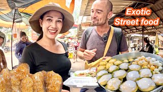 Taking An European YouTuber To Try Exotic Street Food In Udong