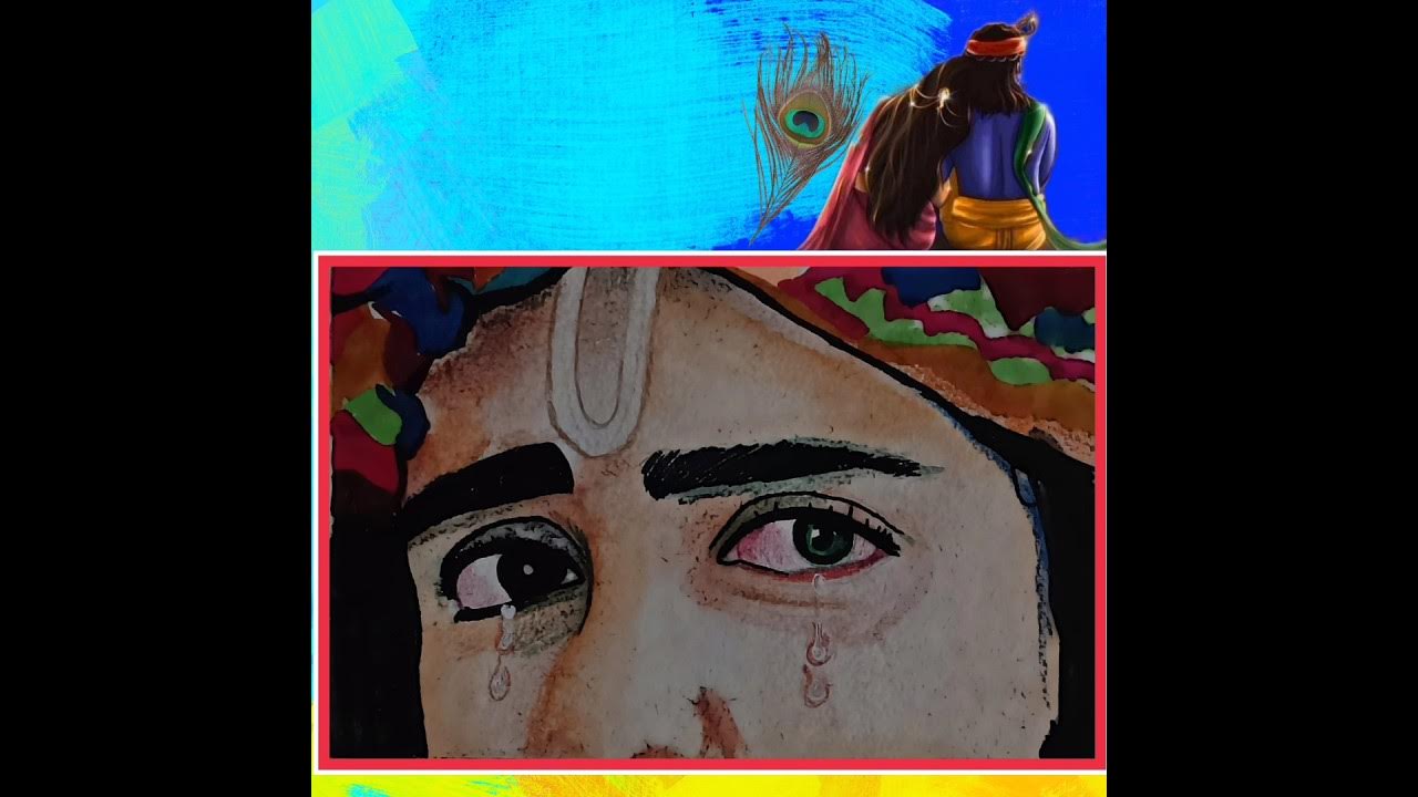 Krishna Crying For Radha Eye Blinking Drawing 🥺🚩🙇 ️ sumedhvmudgalkar shorts short viral art