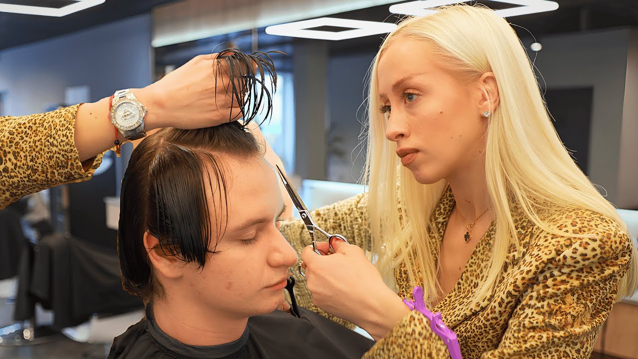 💈Must See Impressive $10 Scissors Haircut with Barber Girl Olya