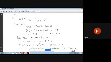 MA8551 ANT UNIT II  Irreducible Polynomial over finite field 9 10 2020 Session 1