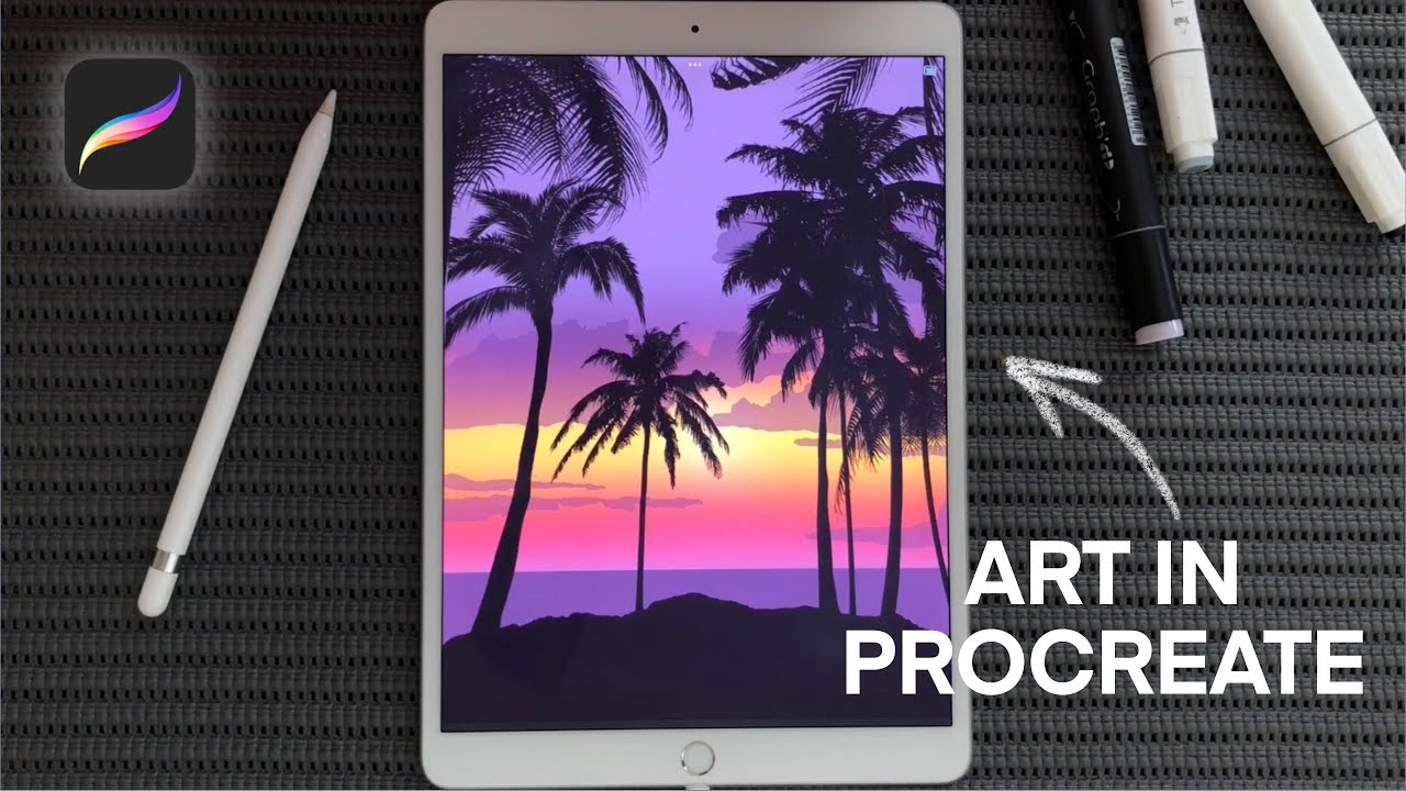 EASY way to draw sunset scenery on iPad / PROCREATE FOR BEGINNERS - YouTube
