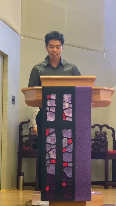 Matthew Lau reads John 14:1-6 at the funeral of Nancy Ngit Ngo Wong Lau