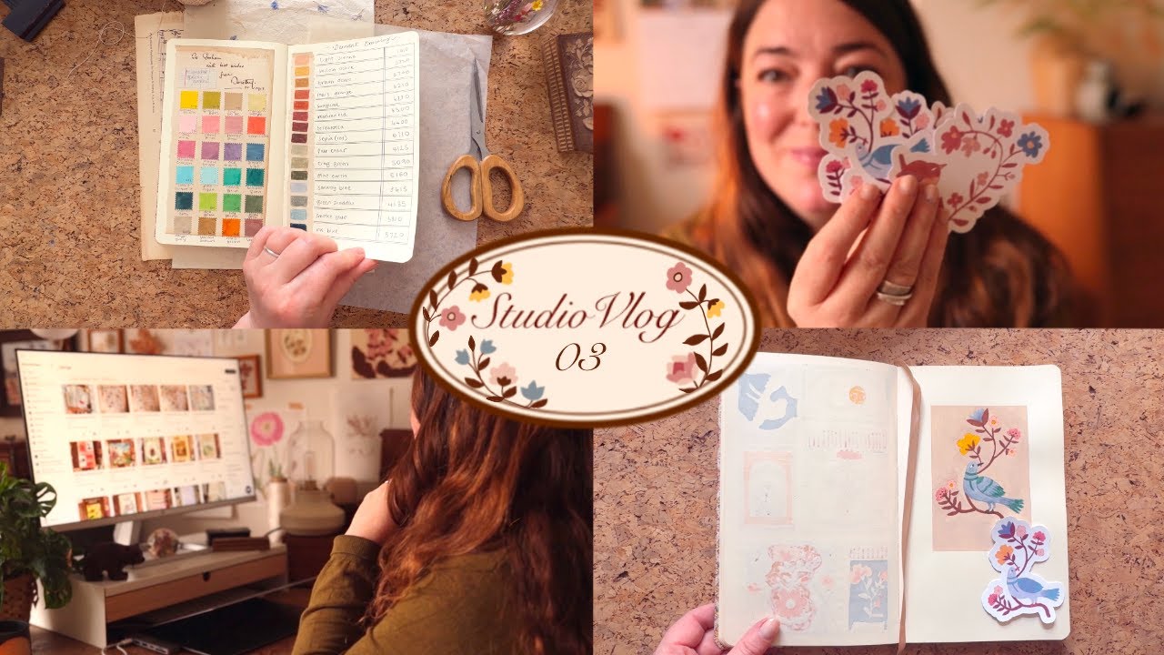 Studio Vlog, Art challenge sketchbook tour and making stickers