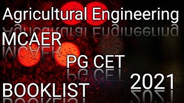 |Booklist| | Agricultural Engineering| | PG CET 2021| |MCAER|