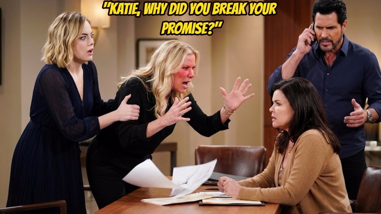 "Katie, why did you break your promise?" Brooke yelled hysterically The Bold and The Beautiful