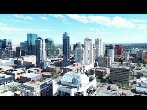 (4k drone)Edmonton downtown & river valley