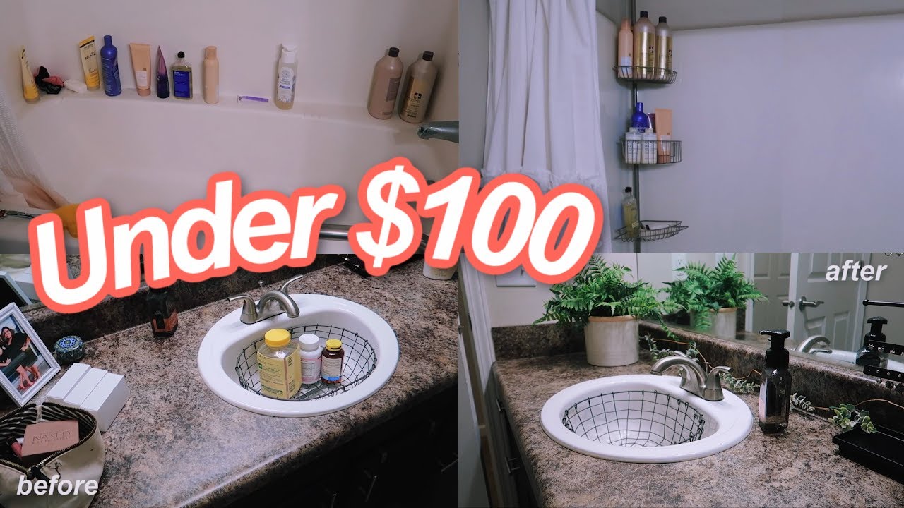 SMALL BATHROOM MAKEOVER *RENTAL FRIENDLY* small apartment decorating ideas 2020 YouTube