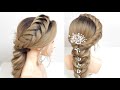 Easy hairstyle for long. Bridal hairstyle tutorial.