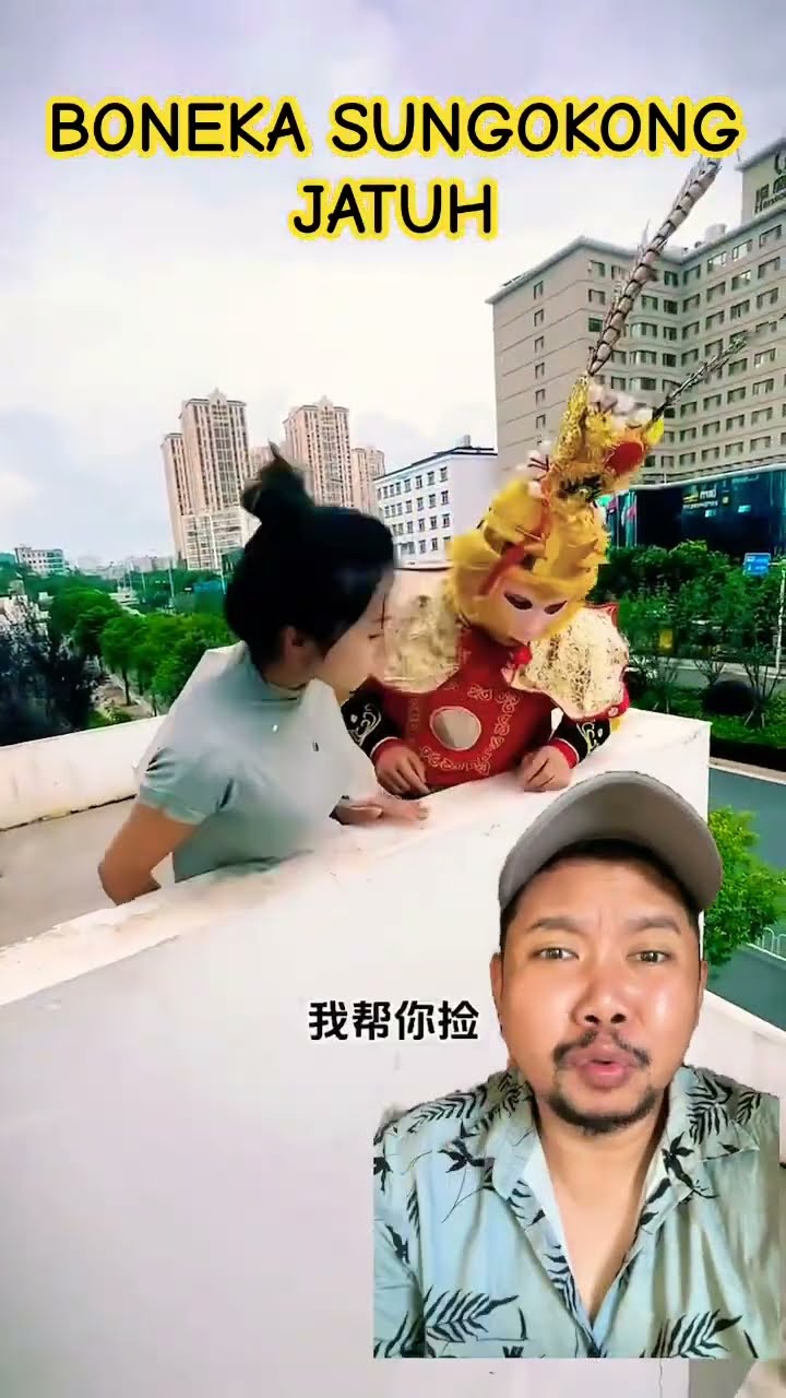BONEKA SUNGOKONG JATUH DEH!!!?? #funny #monkeyjump #cosplay #monkey #cute #viralvideo #trending