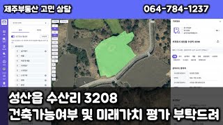 제주도 성산읍 수산리 3208 건축가능여부 미래가치 평가 #제주알마켓 #제주도부동산 #제주제2공항