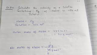 Calculate the molarity of a solution containing 5g of NaOH in 450 ml solution ?