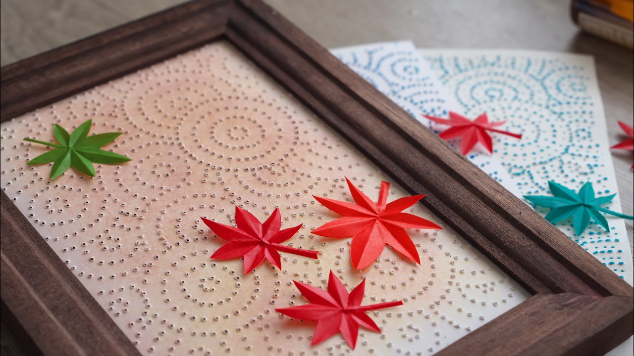 【無心で楽しむ】穴開け模様と秋の折り紙もみじの作り方 - Relaxing Paper Craft: Pierced Paper Patterns & Papercut Autumn Leaves