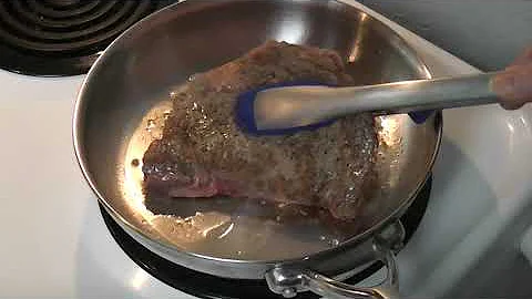 Cooking Ribeye Steak in a BonJour Tri-ply Stainless Steel Skillet