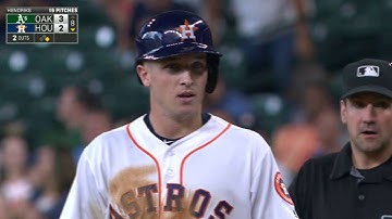 OAK@HOU: Springer races home on wild pitch in 8th