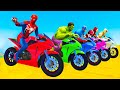 Homem-Aranha Parkour com Limusines Tratores Motos Ônibus Carros na pista de obstáculos - Gta Stream