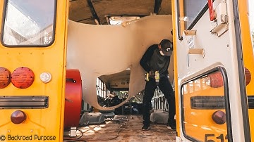 How to Removing the Ceiling and Insulation in a School Bus Conversion // Skoolie Build
