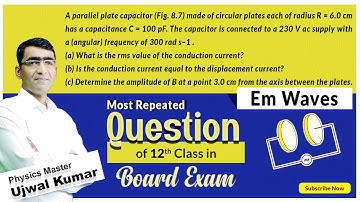 A parallel plate capacitor (Fig. 8.7) made of circular plates each of radiusR = 6.0 cm has a capacit