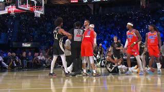 DOUBLE TECHNICALS in NBA Cup Final after scuffle between Isaiah Hartenstein & Andre Jackson Jr.