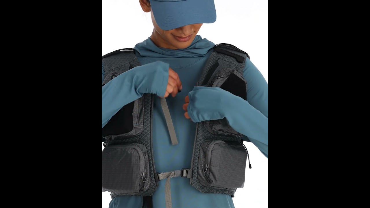 Gilet De Pêche Simms Taille 2XL – Gris, Tactique, Poches Zippées, Pour Wading