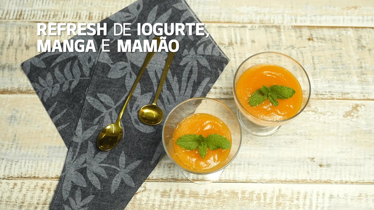 Guia de receitas para o paciente cardiológico: refresh de iogurte, manga e mamão