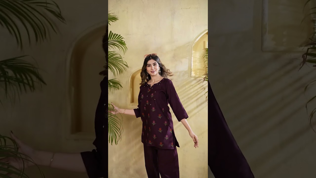 Wine Purple Heavy Viscose Rayon Coord Set