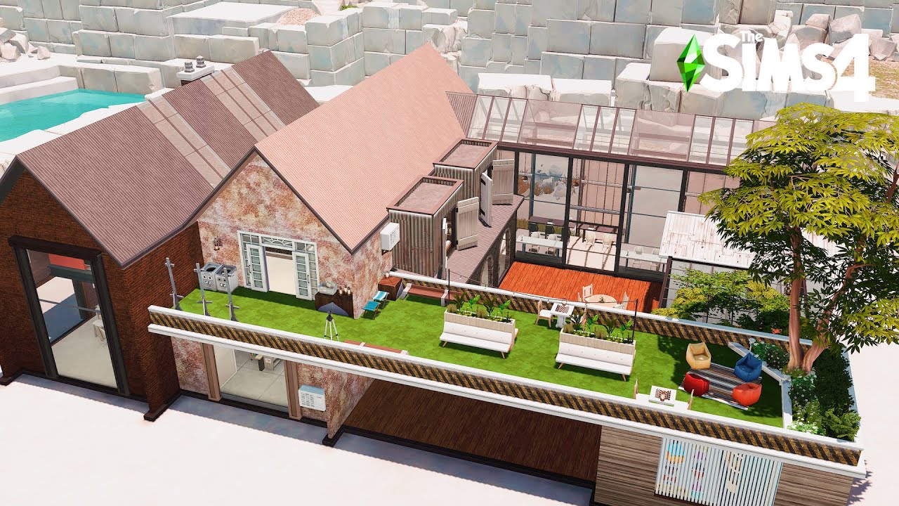 폐공장을 리노베이트한 모던 도서관🏭➡️📖 (The Renovated Library)｜심즈4 건축｜Sims4 Stop Motion Build｜NoCC