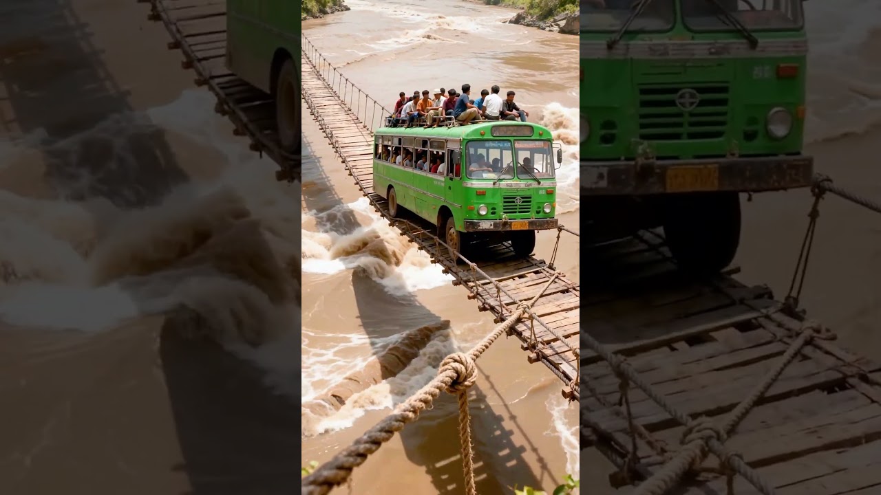 Tragic Moment: Passenger Bus Falls After Bridge Suddenly Collapses 