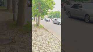 Walking down the street in former USSR 50 miles from Russia