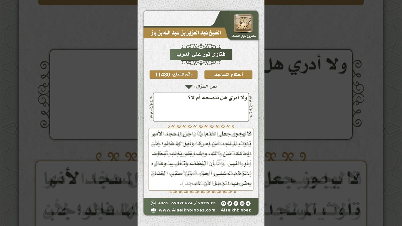 11430 - حكم تربية الأغنام في فناء المسجد -  نور على الدرب