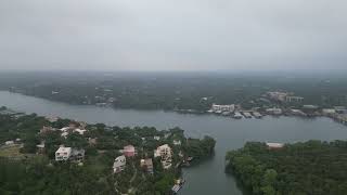 Lake Austin, Tom Miller Dam, and the hills of west Austin Texas.