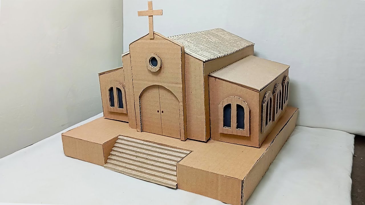 IGLESIA de CARTÓN MUY FÁCIL y RÁPIDA de HACER en CASA - IGLESIA CASERA con MATERIALES RECICLABLES