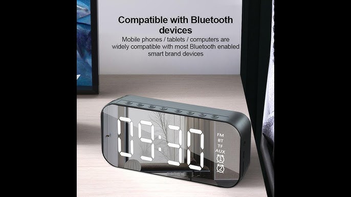 Reloj despertador digital con altavoz Bluetooth, pantalla de espejo de  carga USB, reloj de escritorio para dormitorio, reloj despertador  inteligente