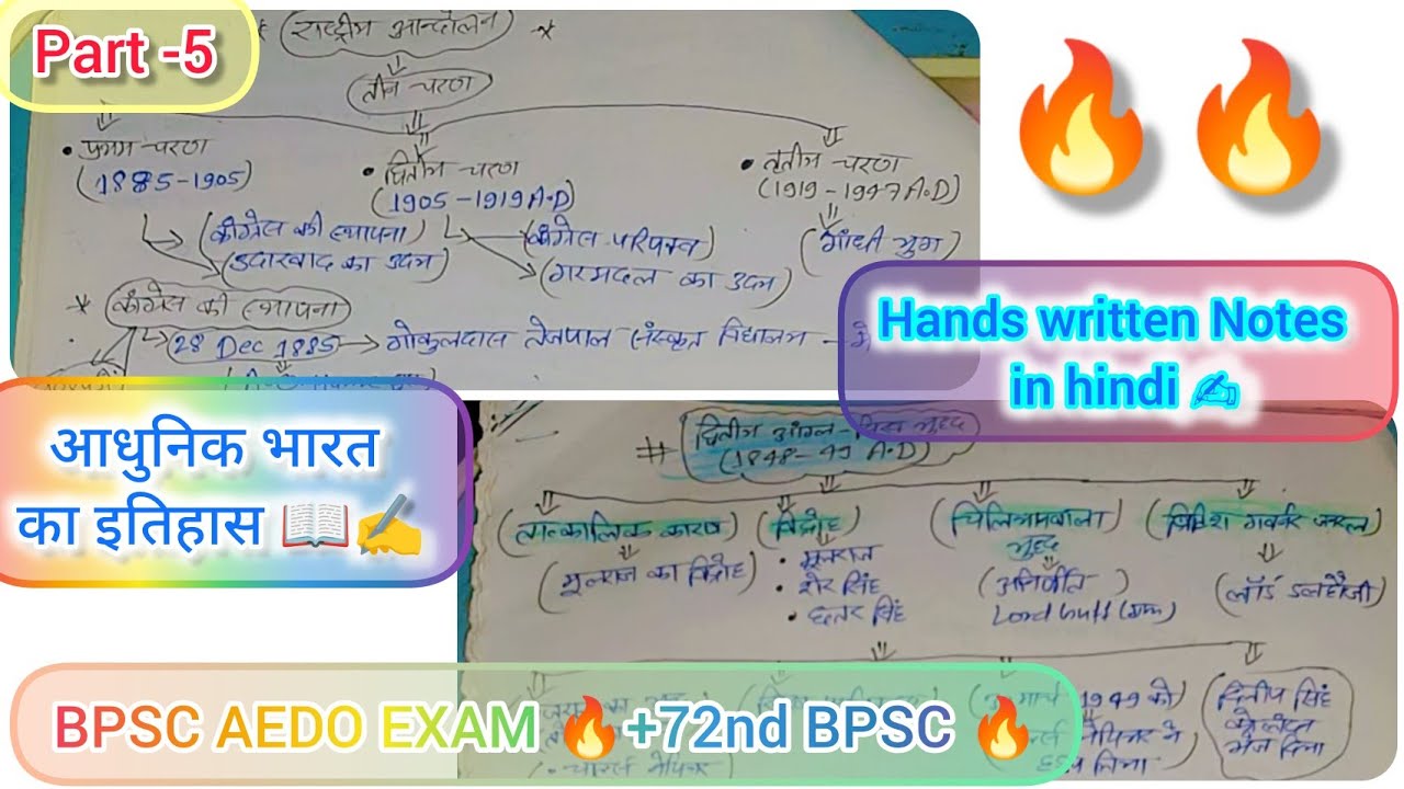 Part-5आधुनिक भारत का इतिहास/Modern History of India📖🔥Hands written Notes in hindi ✍️ #modernhistory 