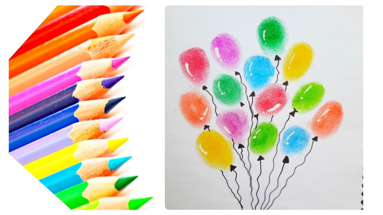 6 Easy pencil drawing ideas | how to draw with colorful pencils ...
