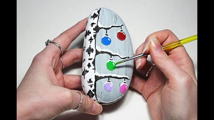 Birch Tree with Bulb Ornaments Painted Rock | Step...