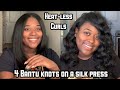 4 Bantu knots On a Silk Press! Heat-Less Wand Curls!