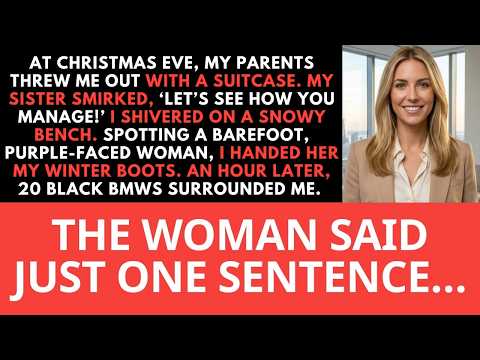 At Christmas Eve, my parents threw me out, my sister laughed, then a barefoot woman arrived…