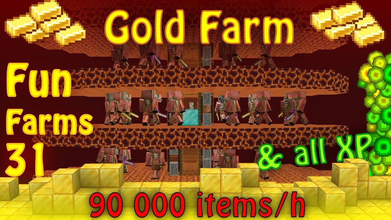 Simple yet Powerful Gold Farm for Minecraft [Fun Farms 15]