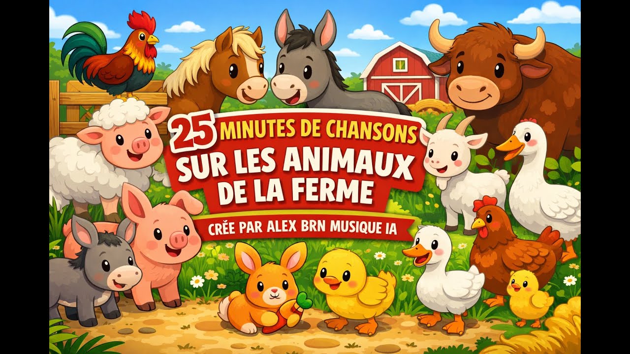 25 MINUTES DE CHANSONS SUR LES ANIMAUX DE LA FERME 🐄🐷🐑 Comptines Bébé 0 ...