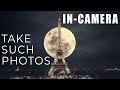 What is BACKGROUND COMPRESSION in photography - how to make the MOON APPEAR HUGE behind a building