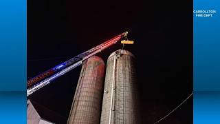 Emergency rescue in Carroll County after person caught in auger system at top of farm silo