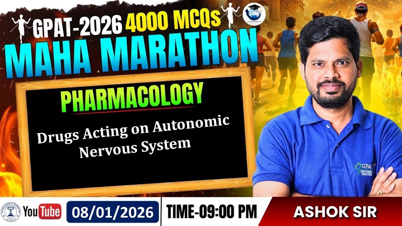GPAT-2026 | 4000 MCQs MAHA MARATHON🏃‍♂️CLASS-9- Pharmacology- Drugs acting on ANS 