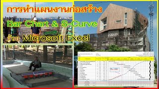 แผนงานก่อสร้างโดยวิธี Bar Chart & S-curve โดยโปรแกรม Microsoft Excel