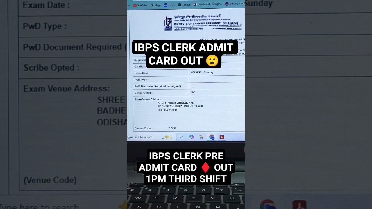 IBPS CLERK ADMIT CARD 2025 OUT|| MY SHIFT||COMMENT YOUR DATE 