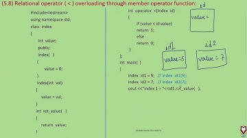 10. Relational Operator Overloading through Member Operator Function