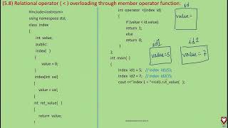 10. Relational Operator Overloading through Member Operator Function