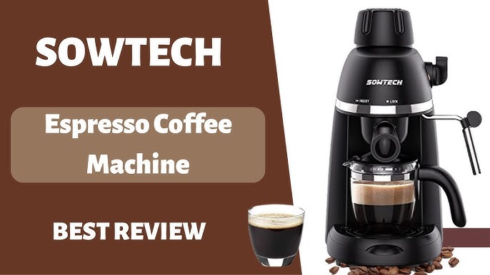 SOWTECH Espresso Coffee Machine Cappuccino Latte Maker 3.5 Bar 1-4 Cup with  Steam Milk Frother Black