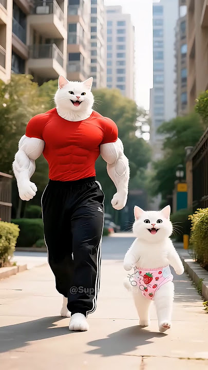 super papa cat animation #ai #cat #shortfeed #dad #cartoon